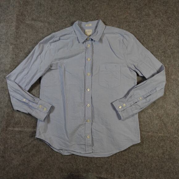 J. Crew Top Womens Small Boy Fit Oxford Shirt Cotton Button Front Blue Long Slv - Picture 1 of 10
